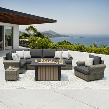 Sirio Regency 8-piece Fire Outdoor Patio Seating Set