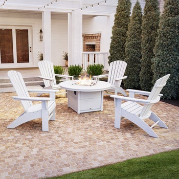 Portside 5-piece Outdoor Patio Shellback Fire Chat Set